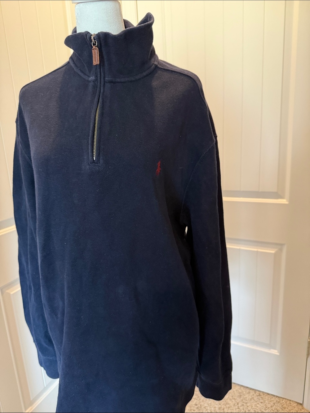 Polo by Ralph Lauren Navy Half-Zip Sweater with Red Pony